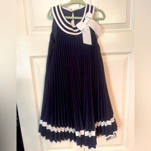 Girls navy and white dress